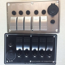 5 Gang Wippschalter 12V Steckdose Voltmeter Panel+Voltmeter